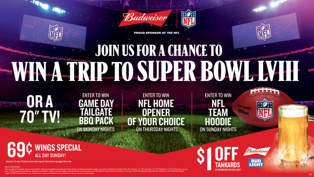 NFL Game Day Specials - Hudsons Canada's Pub