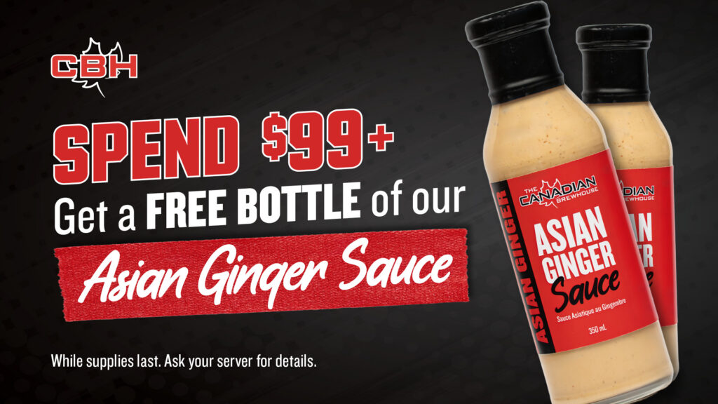 Brewhouse Asian Ginger Sauce bottle offered free with a $99 purchase